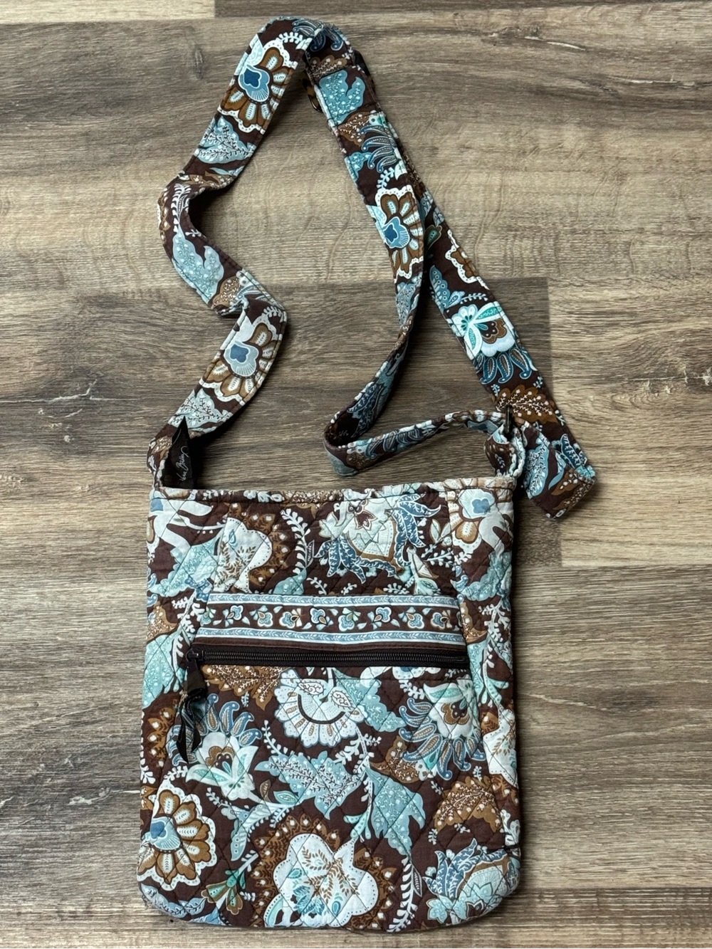 Vera Bradley Brown Blue Paisley Crossbody Purse